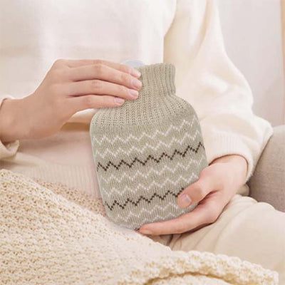 Bouillotte eau chaude tricot variante gris