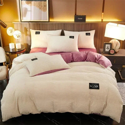 Housse de couette 1 personne velours variante beige