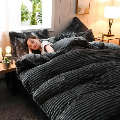 Housse de couette 1 personne velours variante noir