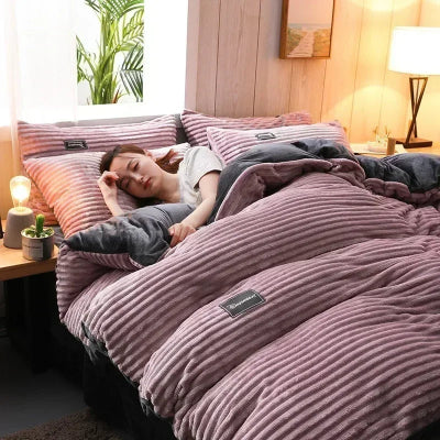 Housse de couette 1 personne velours variante rose