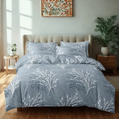 Housse de couette 200x200 imprimé bleu clair