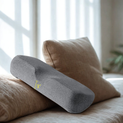 Oreiller memoire de forme courbure ergonomique gris