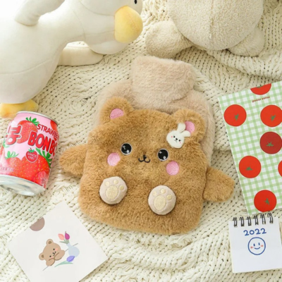 bouillotte peluche mignonne brun