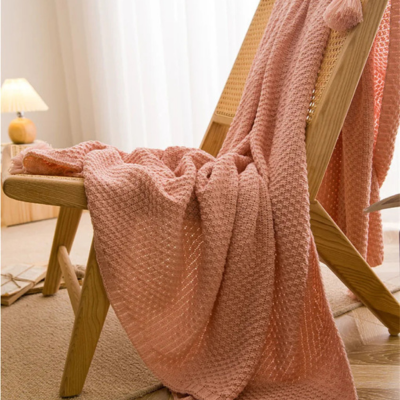 couvertures tricotees gaufrees variante rose