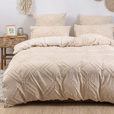 housse de couette 200x200 capitonnée beige