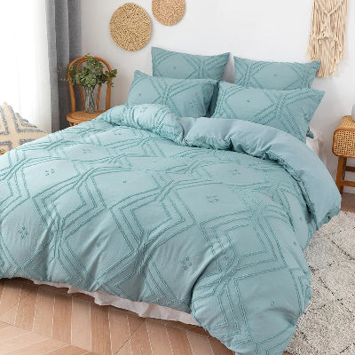 housse de couette 200x200 capitonnée bleu
