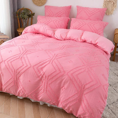 housse de couette 200x200 capitonnée rose
