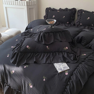 housse de couette 200x200 en dentelle noir