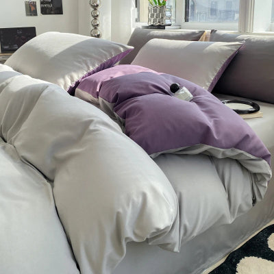 housse de couette 200x220 ins style variante mauve