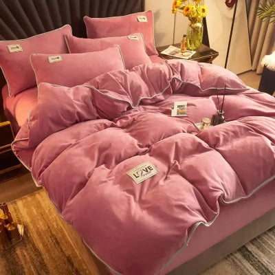 housse de couette en flanelle 220X240cm variante rose