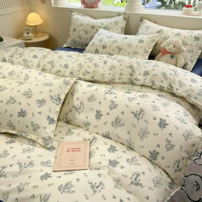 housse de couette fleurie 150x200 vaiante gris