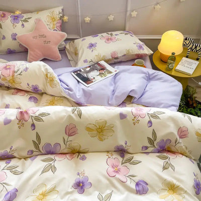 housse de couette fleurie 150x200 variante mauve