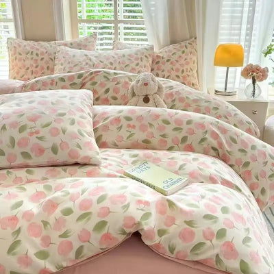 housse de couette fleurie 150x200 variante rose