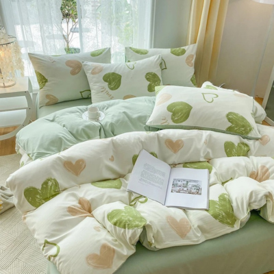 housse de couette fleurie variante coeur
