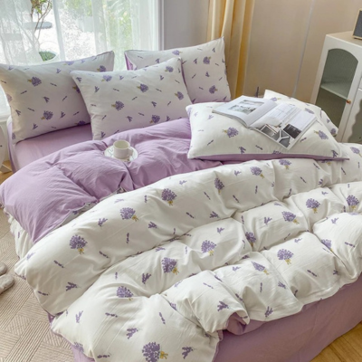 housse de couette fleurie variante lavande