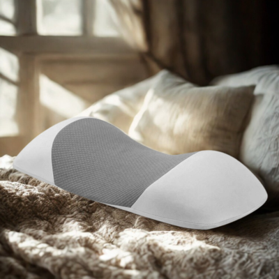 oreiller a memoire de forme lombaires gris clair