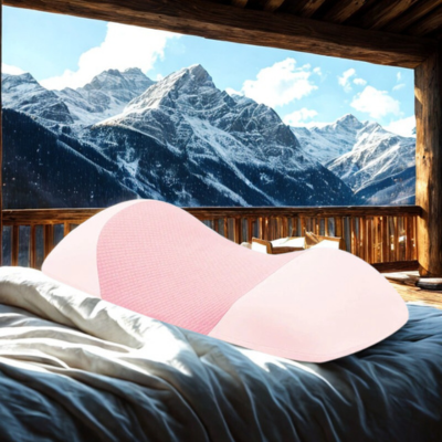 oreiller a memoire de forme lombaires rose