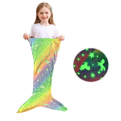 Couverture enfant queue de sirene vert