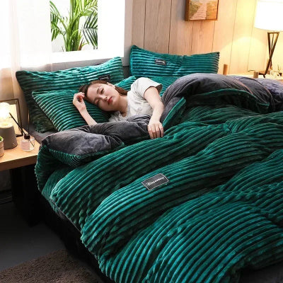 Housse de couette 1 personne velours variante vert