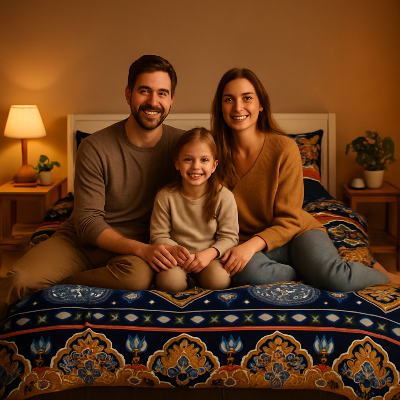 Housse de couette 200x200  imprimé famille