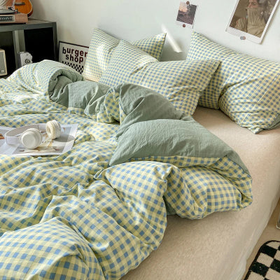 Housse de couette 220x240 style écossais vert