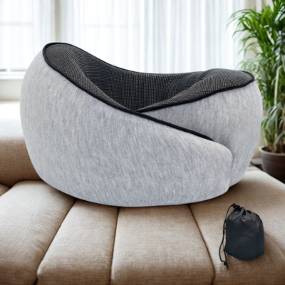 Oreiller a memoire de forme escargot  gris