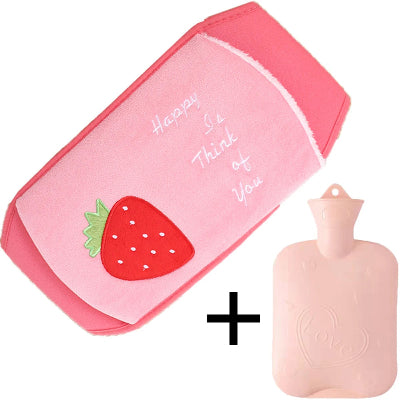 bouillotte peluche ceinture en flanelle variante fraise