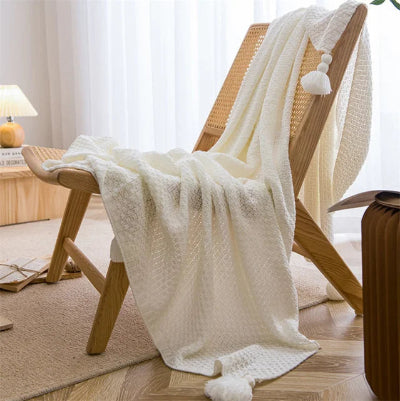 couvertures tricotees gaffrees variante blanc