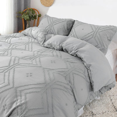 housse de couette 200x200 capitonnée gris