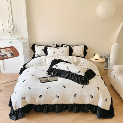 housse de couette 200x200 en dentelle rose