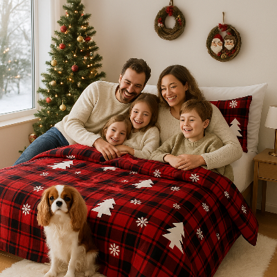 housse de couette 220 cm x 240 cm noel famille