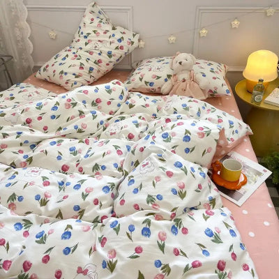 housse de couette fleurie 150x200 variante bleu