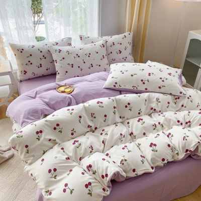 housse de couette fleurie variante cerise