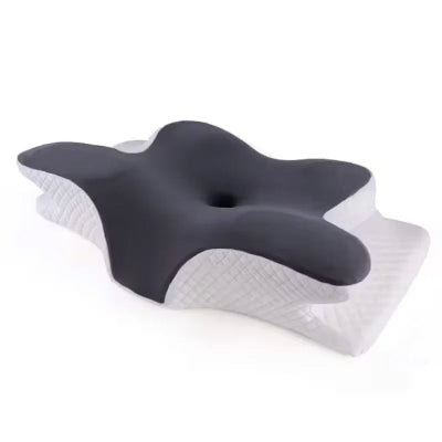 oreiller ergonomique cervical papillon bleu