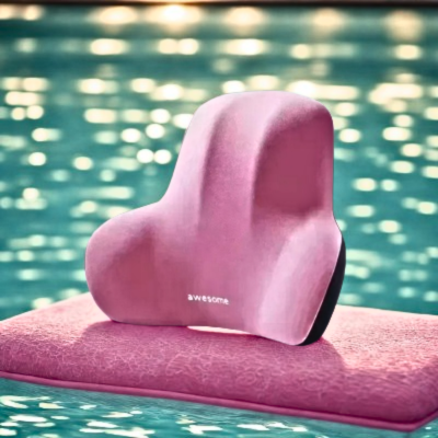 oreiller ergonomique lombaires rose